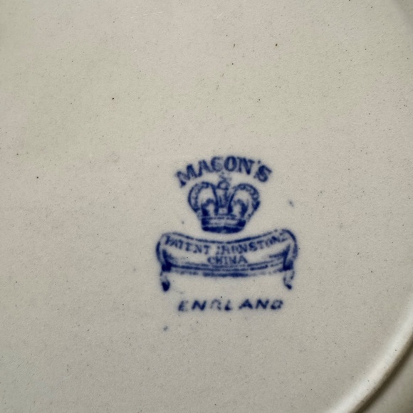 Vintage Masons Blue & White Willow Style Patent Ironstone Plate. 9" - Picture 3 of 3